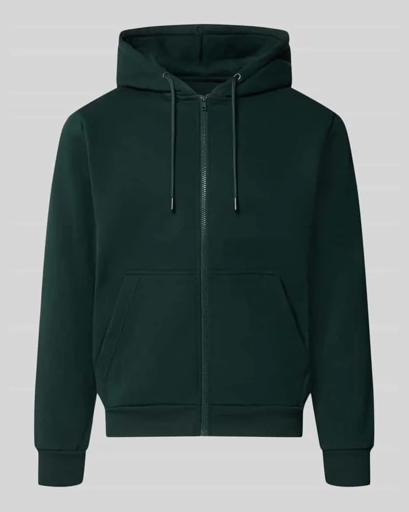Jack & Jones Regular Fit Sweatjacke aus Baumwoll-Mix Modell 'BRADLEY Dunkelgruen