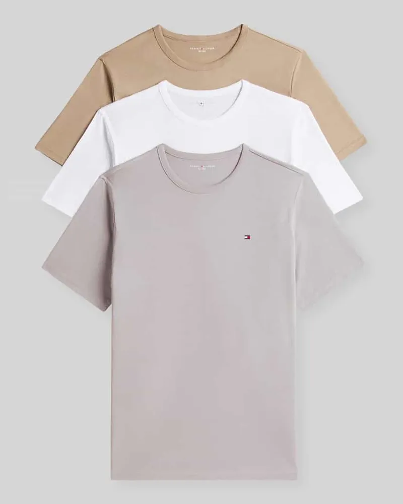 Tommy Hilfiger Regular Fit T-Shirts im 3-er-Pack Taupe
