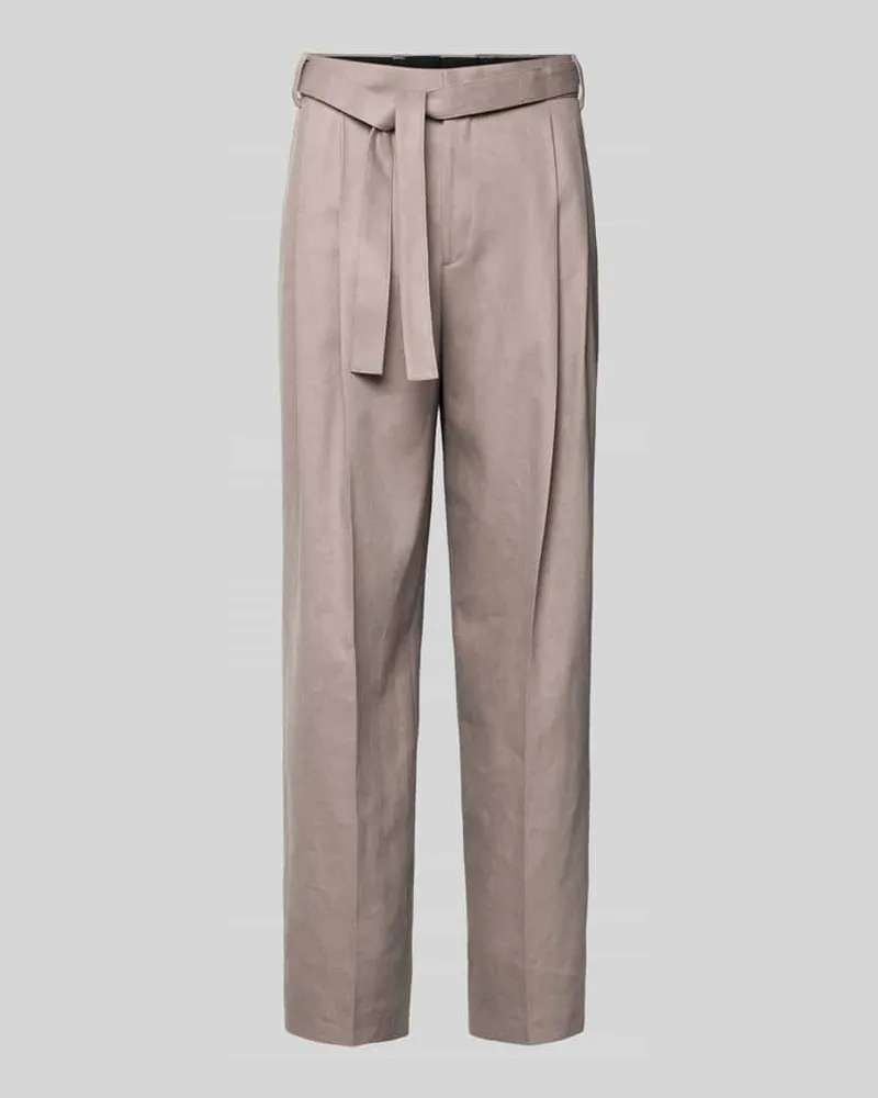 HUGO BOSS Regular Fit Weite Hose aus Hanf-Lyocell-Mix Modell 'FEDIX244F1X Hellbraun