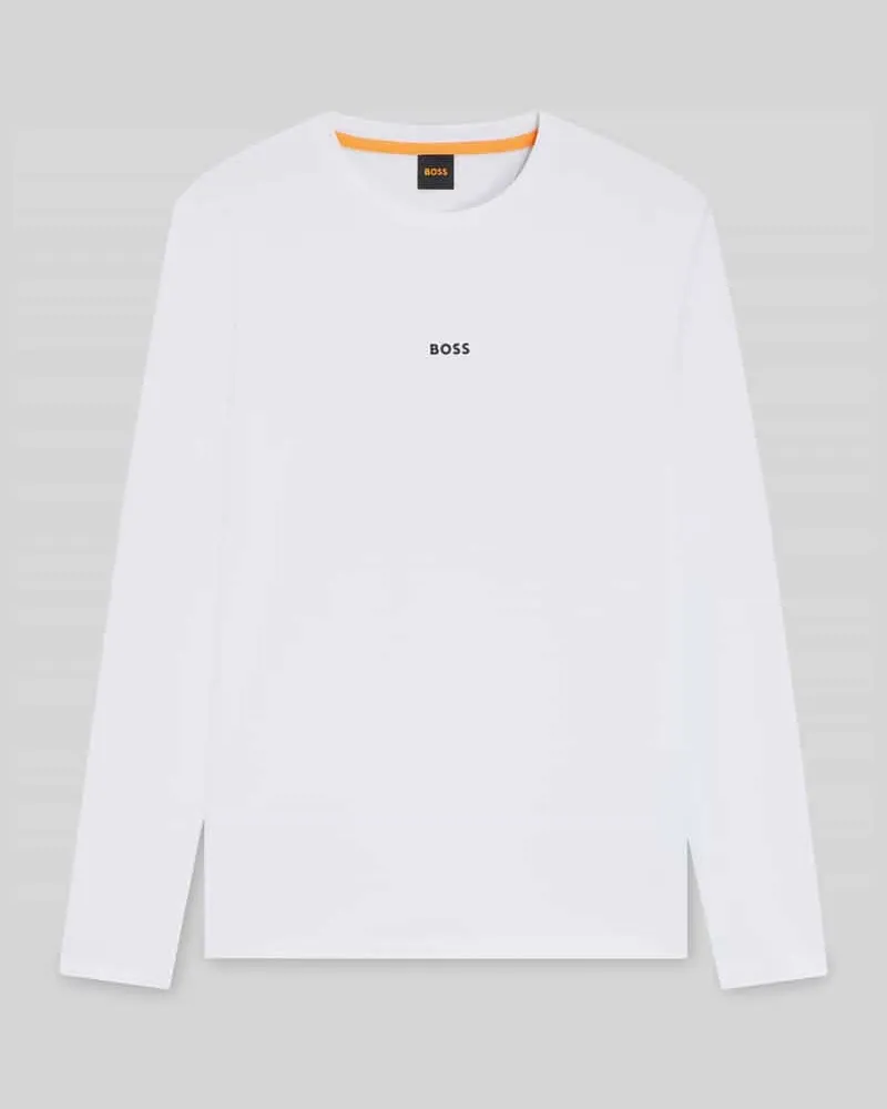 HUGO BOSS Regular Fit Langarmshirt aus Baumwoll-Mix Modell 'TCHARK Weiss