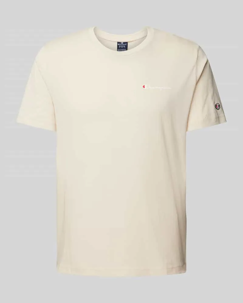 Champion T-Shirt mit Label-Print und Logo-Patch Sand
