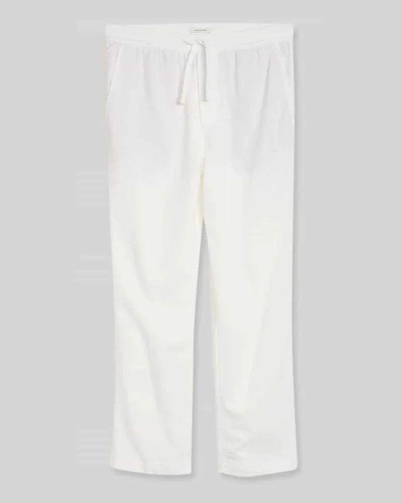 Tom Tailor Regular Fit Hose aus Viskose-Leinen-Mix Weiss