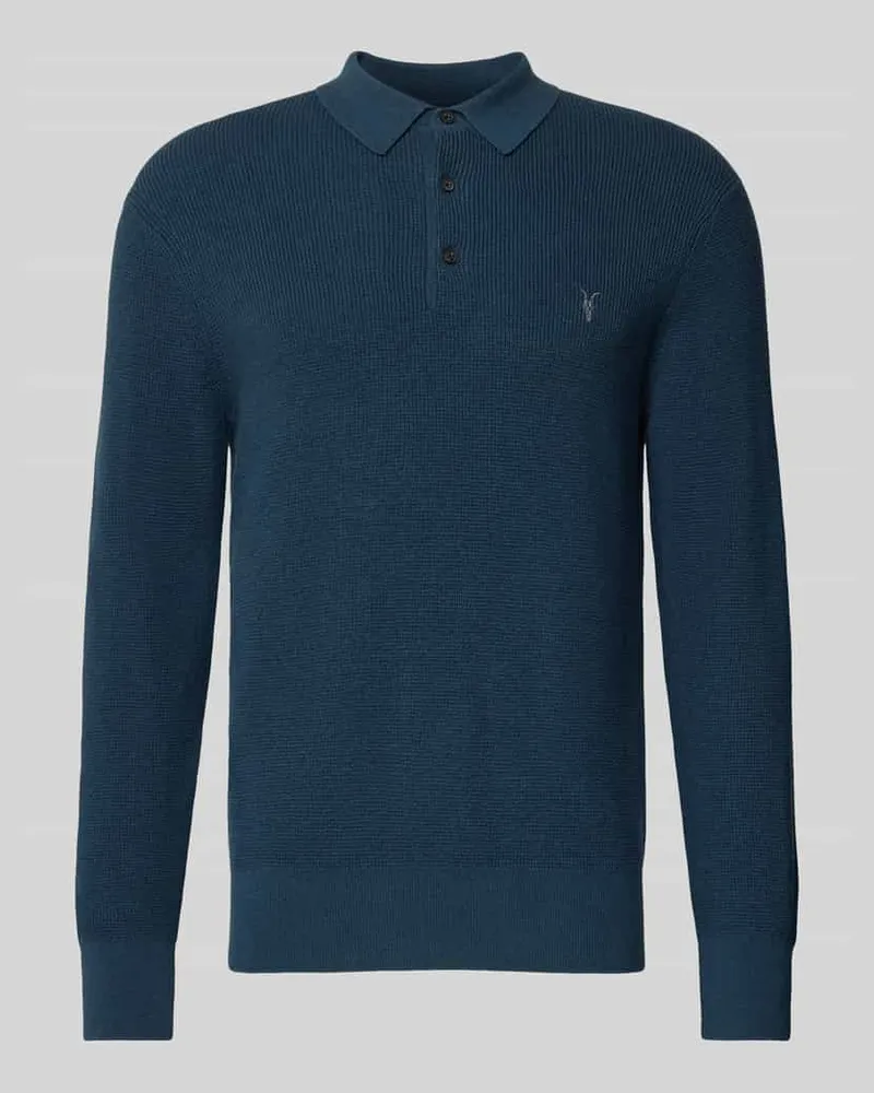 AllSaints Strickpullover mit Polokragen und Knopfleiste Ocean