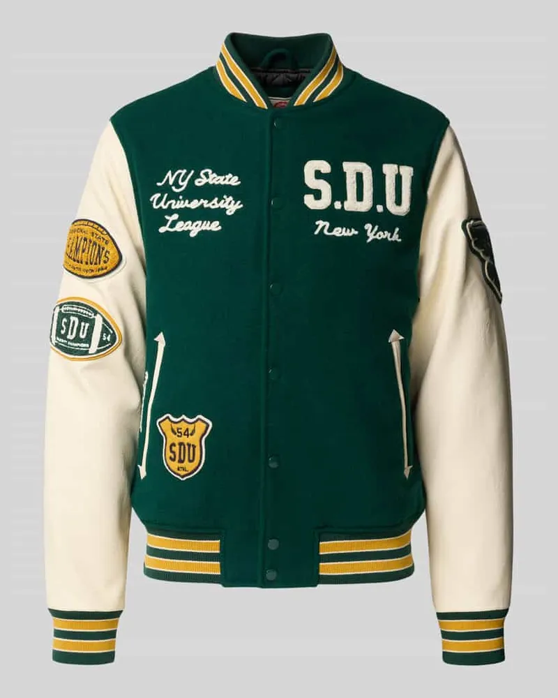 Superdry. College-Jacke aus Woll-Mix mit Eingrifftaschen Dunkelgruen
