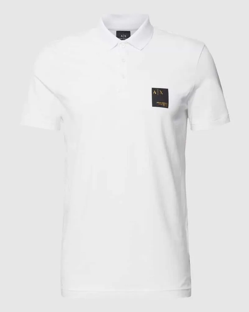 Armani Exchange Slim Fit Poloshirt mit Label-Detail und Stretch-Anteil Weiss