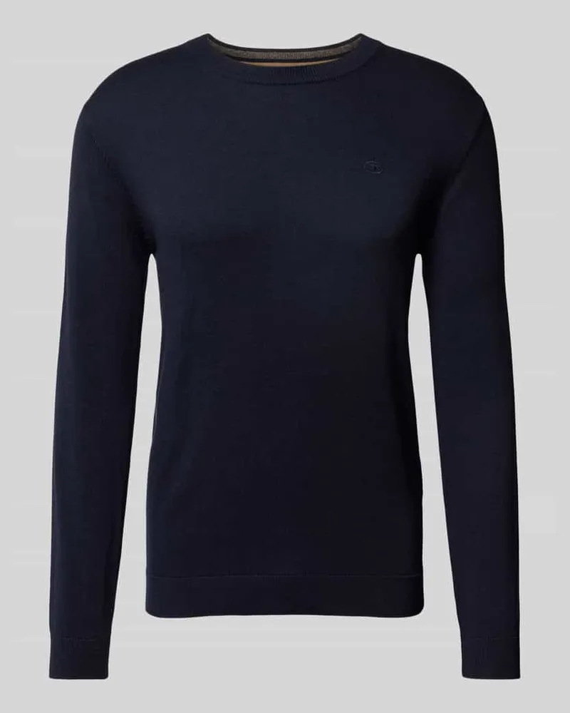 Tom Tailor Regular Fit Strickpullover aus reiner Baumwolle mit Rundhalsausschnitt Dunkelblau
