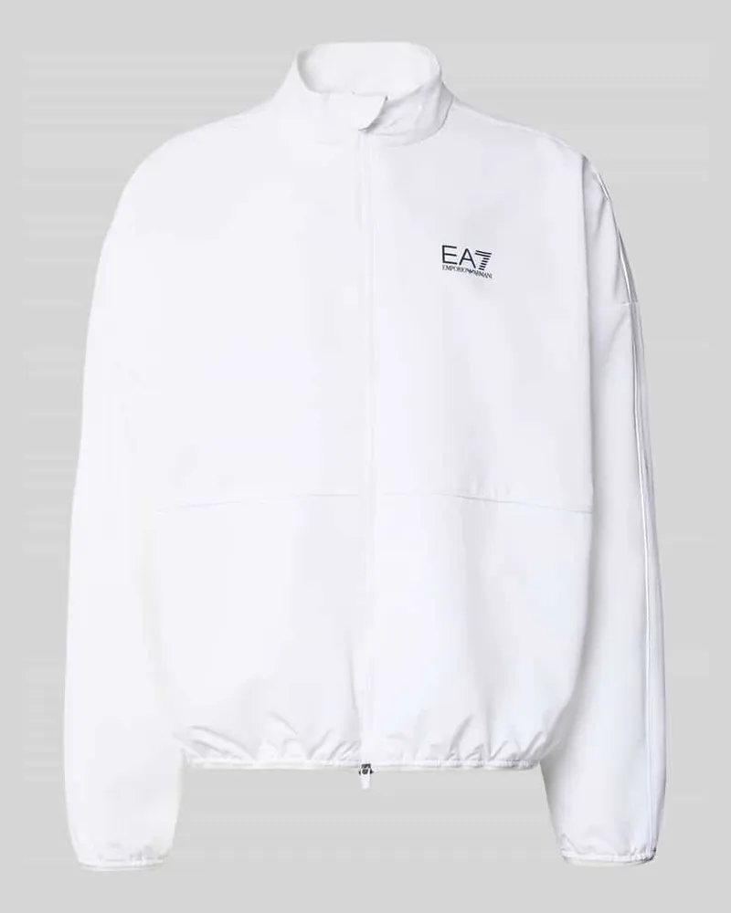 EA7 Bomberjacke mit Stehkragen und Logo-Print Weiss
