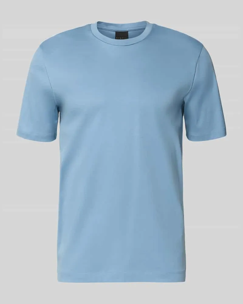 Bugatti T-Shirt mit Rundhalsausschnitt Rauchblau