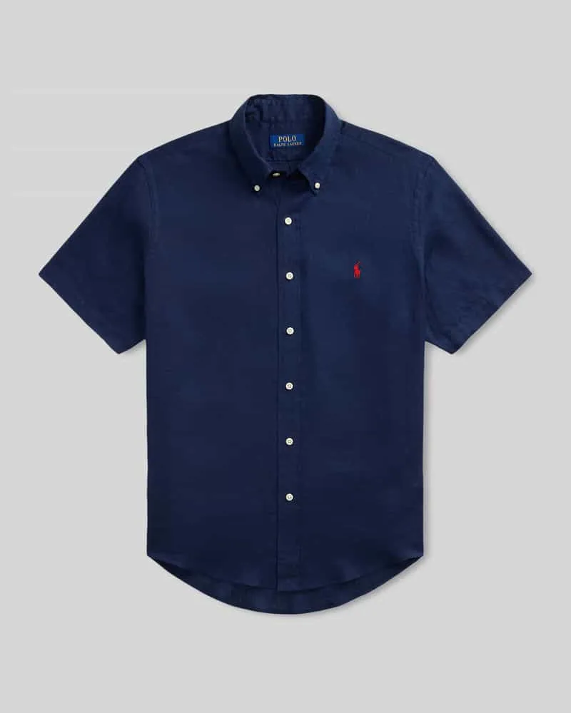Ralph Lauren Regular Fit Leinenhemd mit Button-Down-Kragen Marine