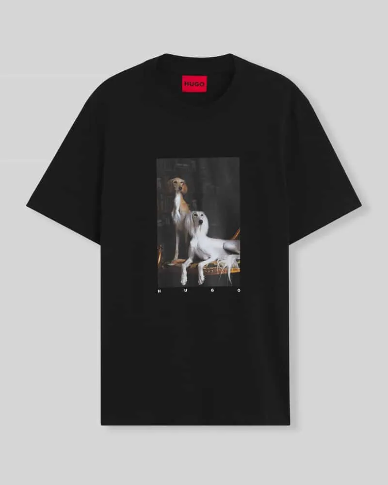 HUGO BOSS Regular Fit T-Shirt aus reiner Baumwolle Modell 'Daffilo Black