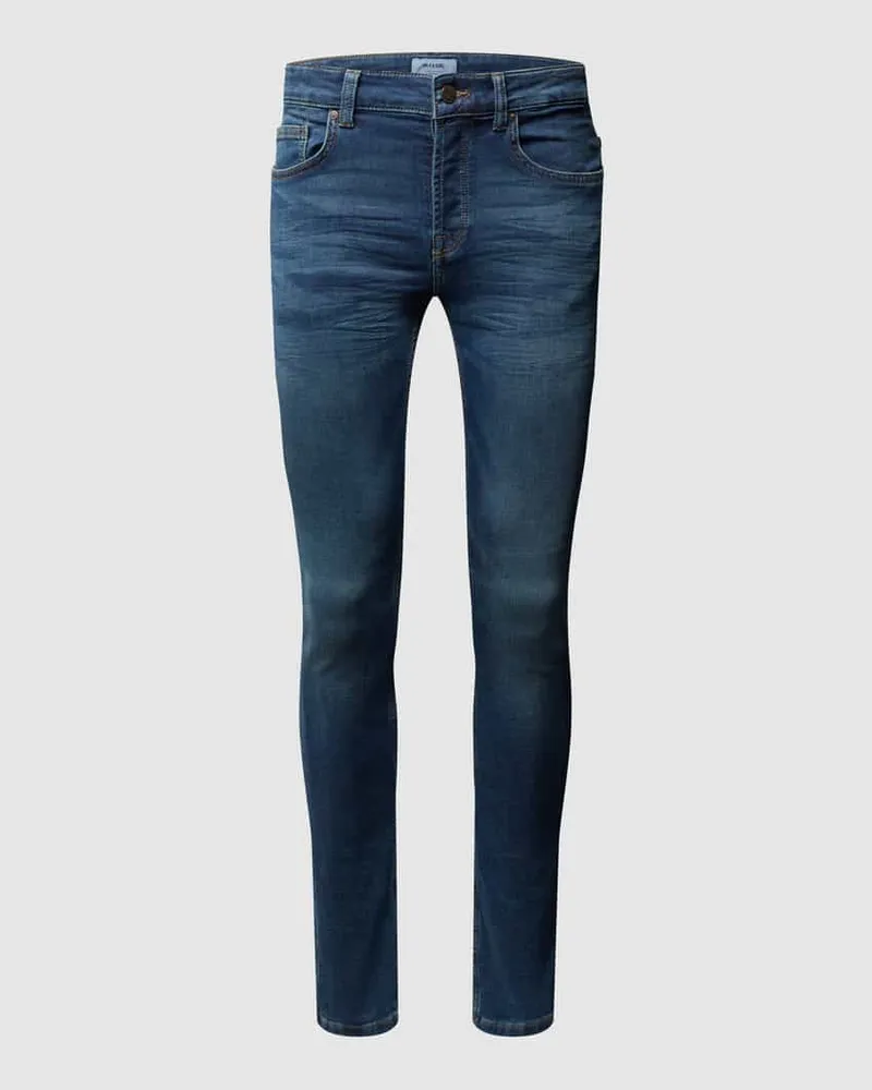 Only & Sons Slim Fit Jeans aus weichem Baumwoll-Mix im Stone Washed Look Modell 'LOOM Blau