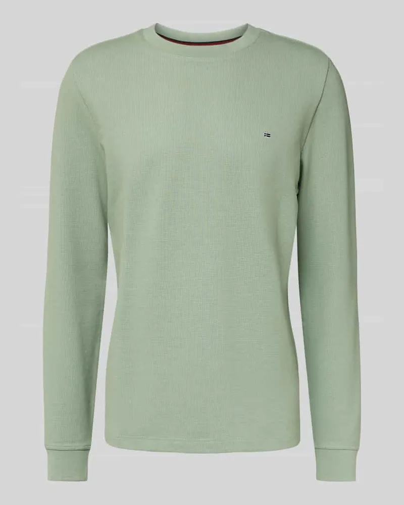 Christian Berg Longsleeve mit Strukturmuster und Rundhalsausschnitt Schilf