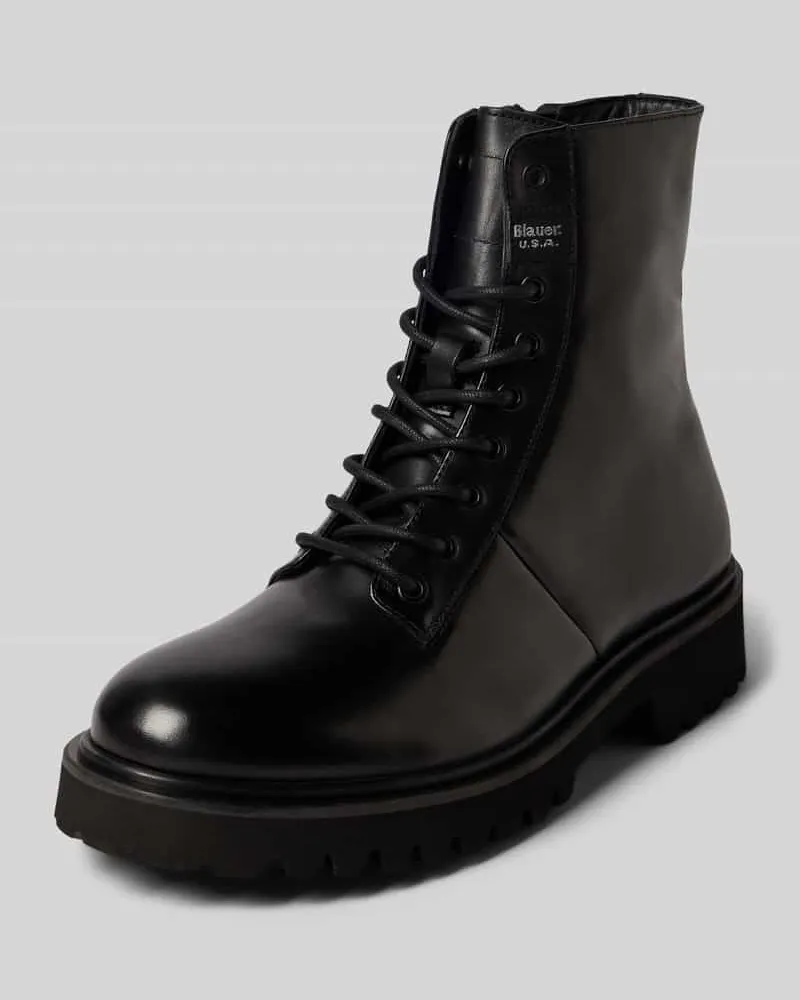 Blauer Schnürstiefel mit Label-Detail Modell 'BUXTON Black
