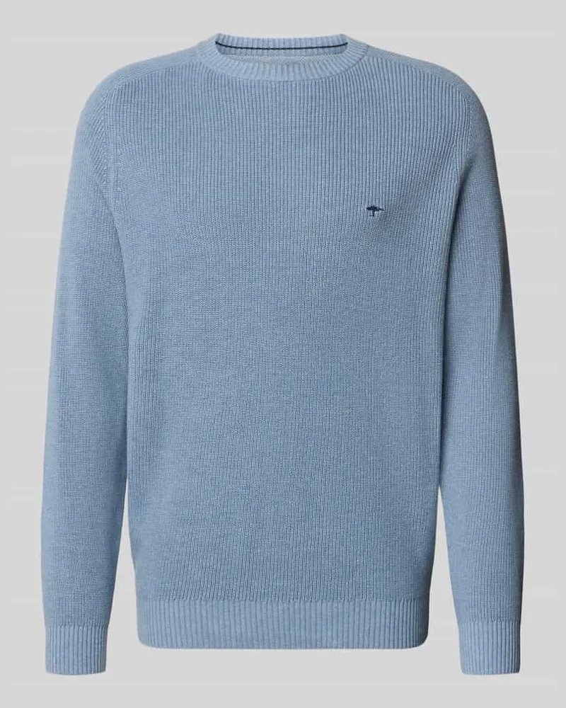 Fynch-Hatton Regular Fit Strickpullover aus reiner Baumwolle Hellblau