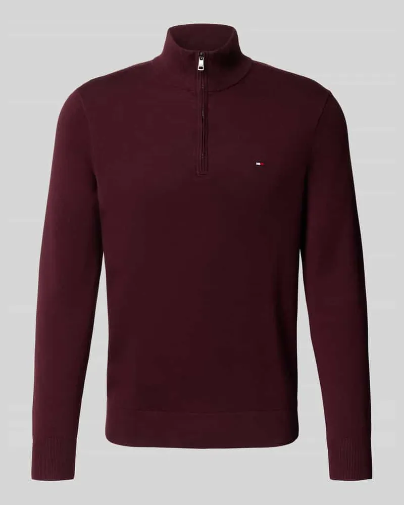 Tommy Hilfiger Regular Fit Troyer aus reiner Baumwolle Bordeaux