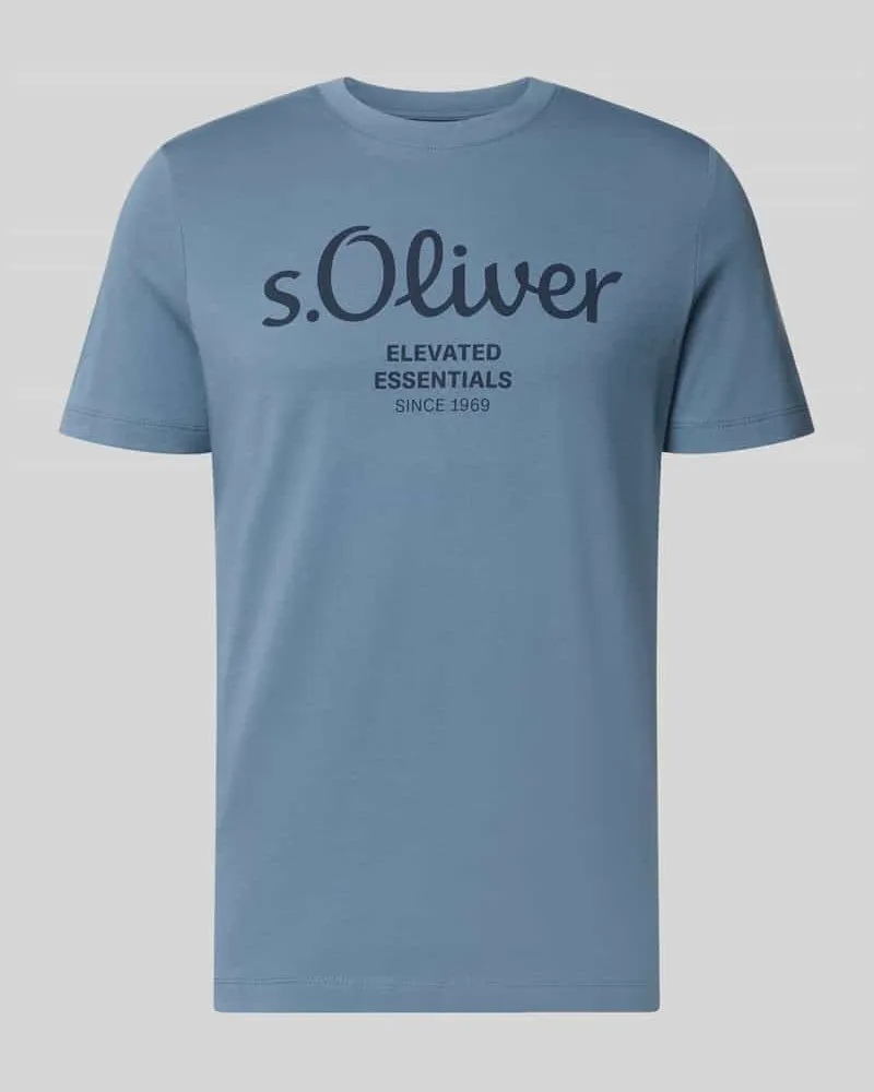 S.Oliver Regular Fit T-Shirt aus reiner Baumwolle Rauchblau
