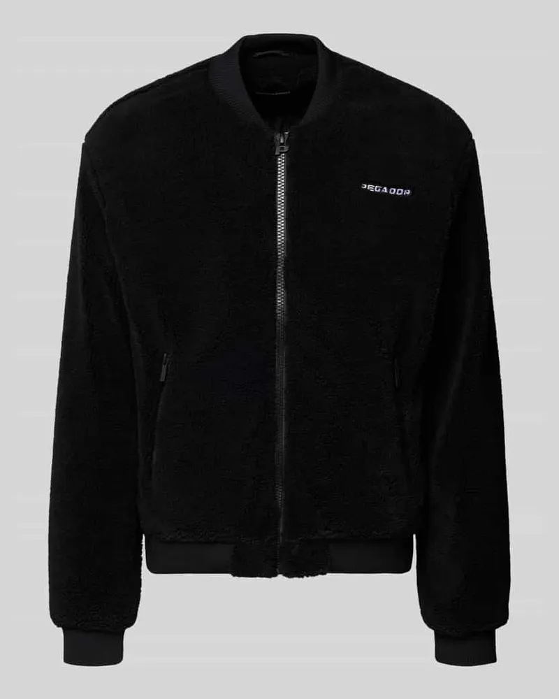 PEGADOR Bomberjacke aus Teddyfell mit Label-Stitching Black