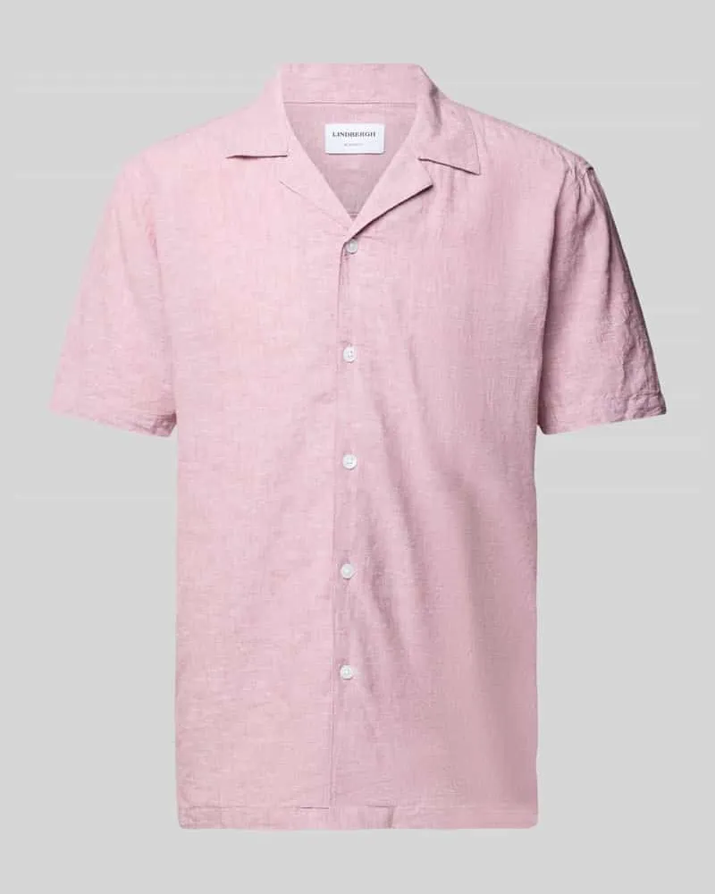 Lindbergh Relaxed Fit Leinenhemd mit 1/2-Arm Rosa