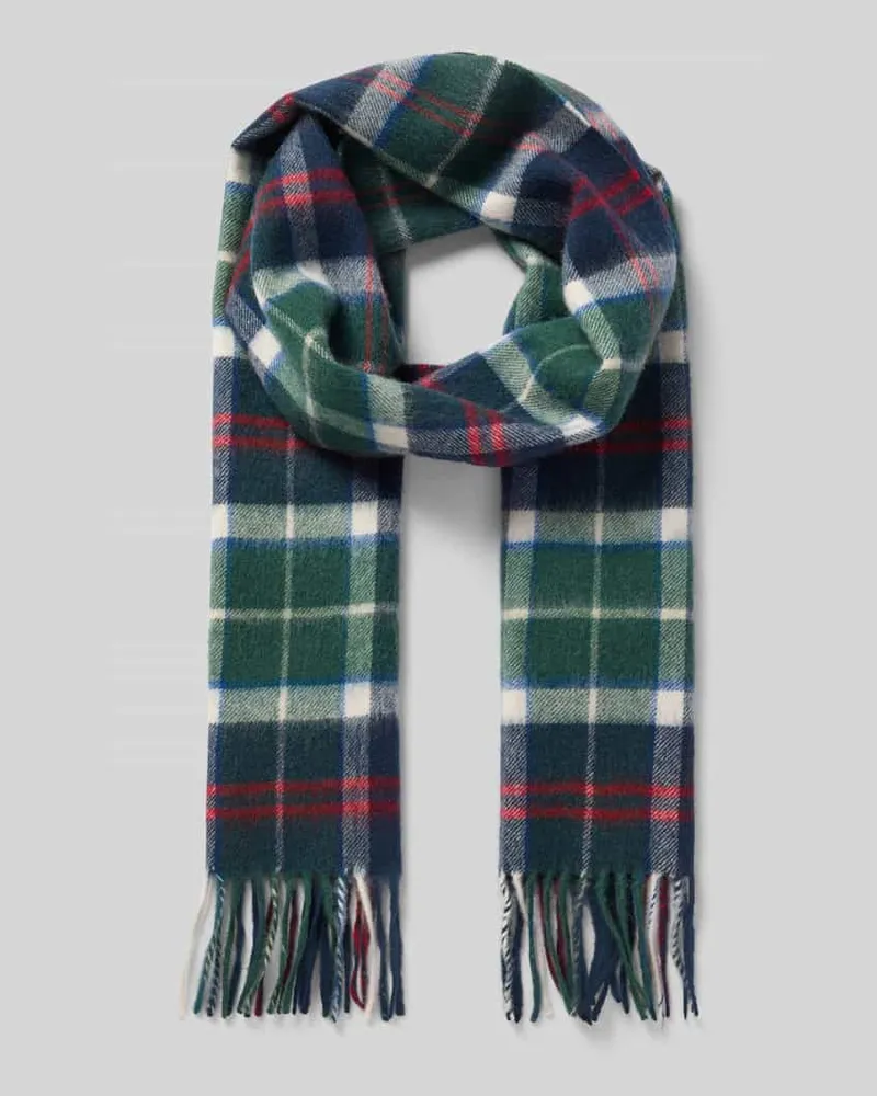Barbour Schal aus Woll-Kaschmir-Mix mit Tartan-Muster und Fransen Dunkelgruen