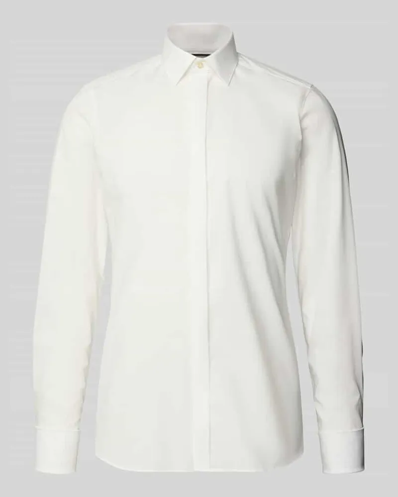 Olymp Slim Fit Smokinghemd aus Baumwolle mit Stretch-Anteil Ecru