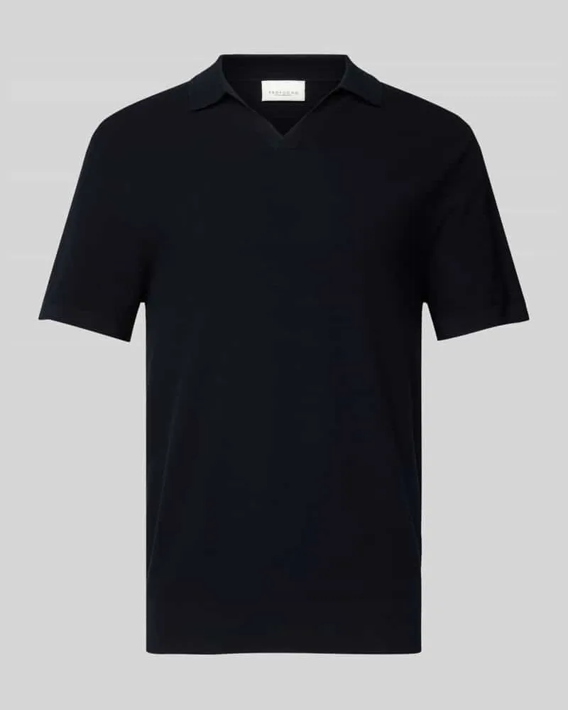 Profuomo Poloshirt mit V-Ausschnitt und Seiden-Anteil 