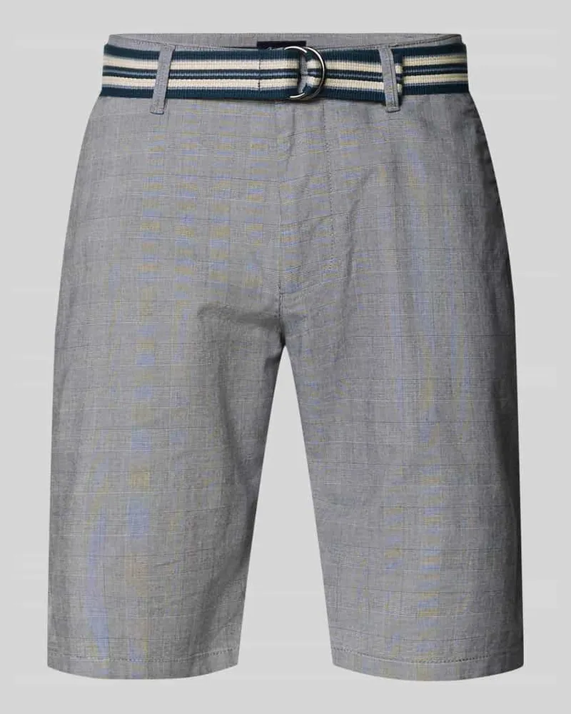 Christian Berg Bermudas mit französischen Eingrifftaschen und Gürtel Blau