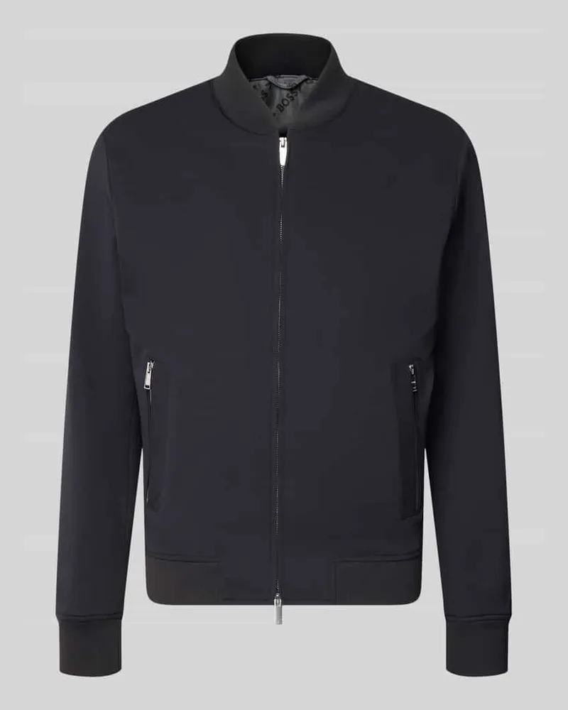 HUGO BOSS Boxy Fit Bomberjacke mit Viskose-Anteil Modell 'Hanry BMB Black