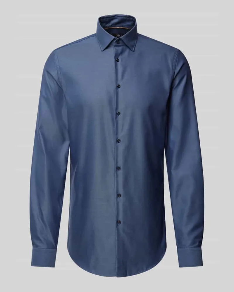 JAKE*S Slim Fit Business-Hemd mit extra langem Arm und Kentkragen Marine