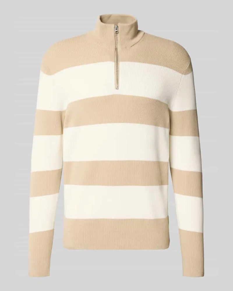 Only & Sons Regular Fit Troyer aus Baumwoll-Mix Modell 'PHIL Beige