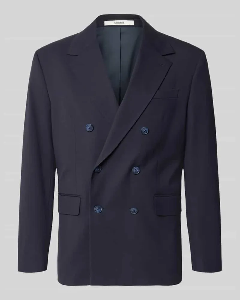 Selected Homme Regular Fit Anzugsakko mit Viskose-Anteil Modell 'LIAM Dunkelblau