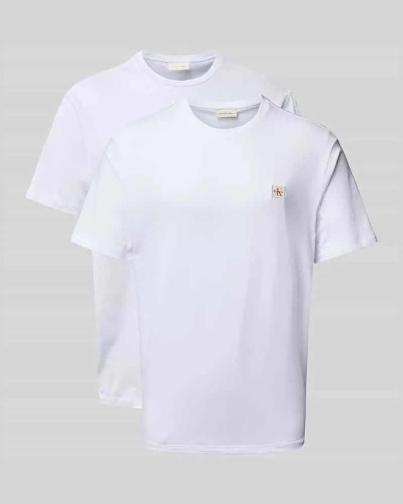 Calvin Klein T-Shirt mit Label-Detail im 2er-Pack Marine