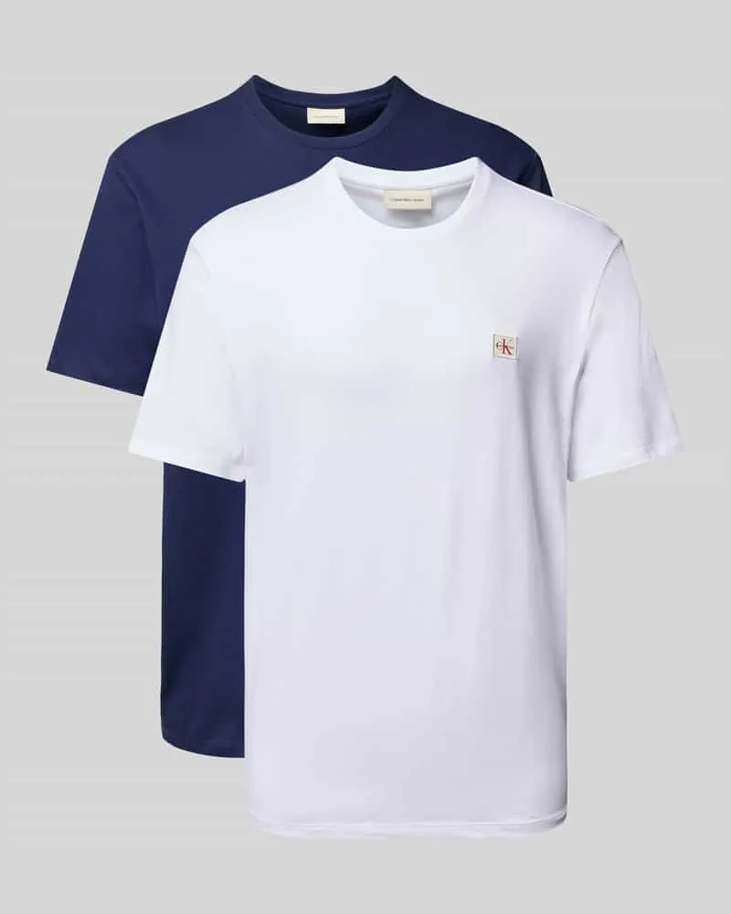 Calvin Klein T-Shirt mit Label-Detail im 2er-Pack Marine
