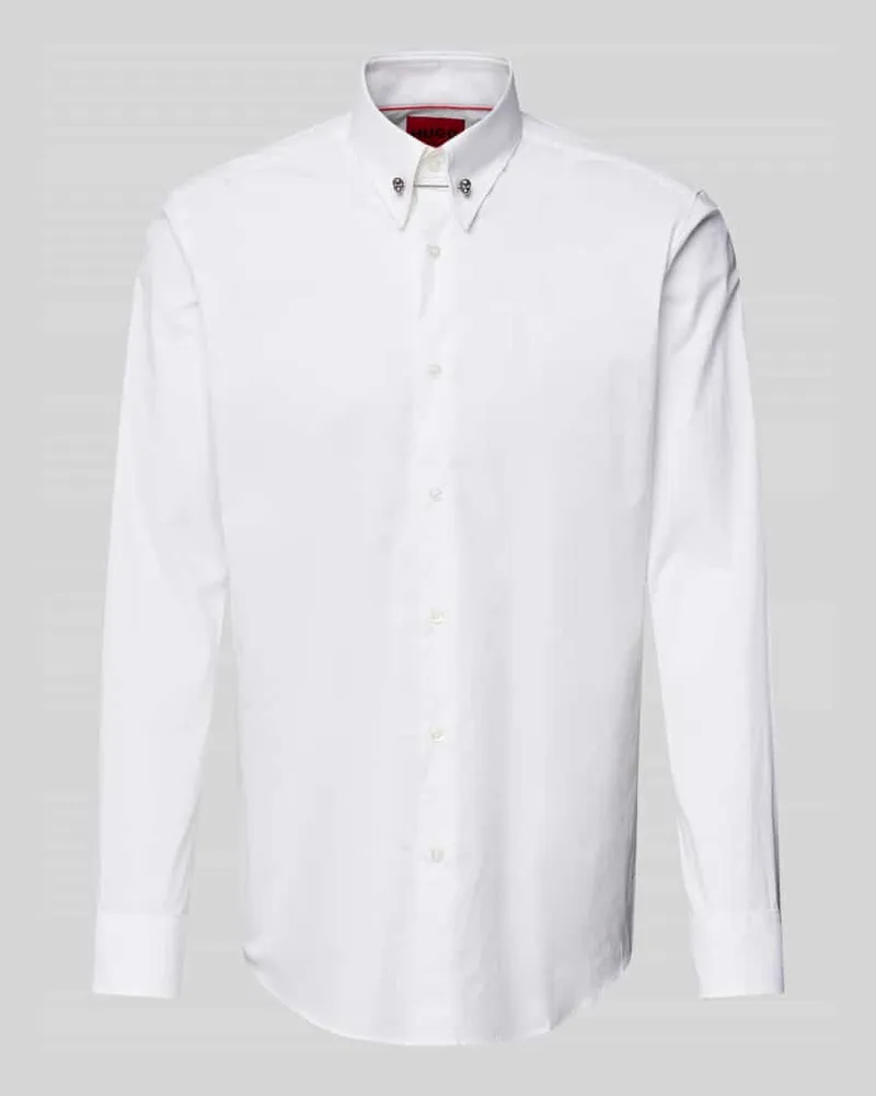 HUGO BOSS Slim Fit Business-Hemd mit Kentkragen Modell 'Vikko Weiss