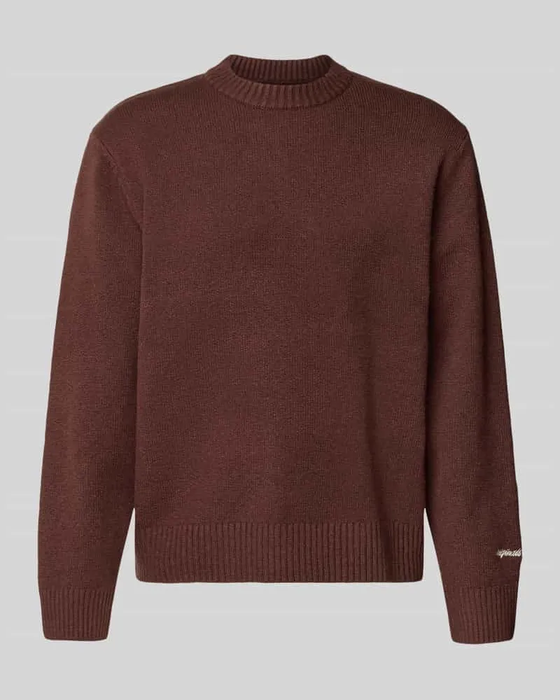 Jack & Jones Strickpullover mit Label-Stitching Modell 'NORREBRO Mittelbraun