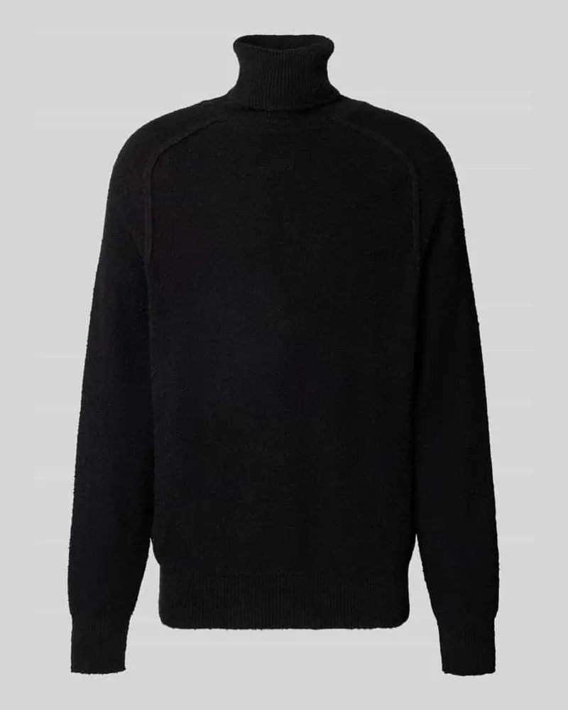 HUGO BOSS Regular Fit Rollkragenpullover mit Bouclé-Struktur Black