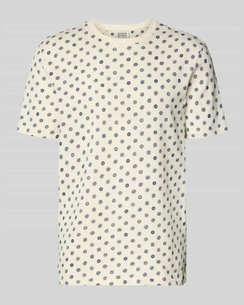 Scotch&Soda T-Shirt im Allover-Look mit Rundhalsausschnitt Offwhite