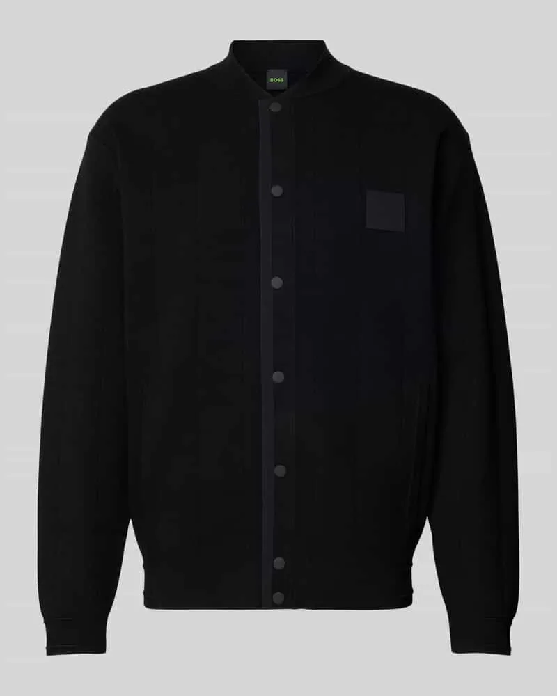 HUGO BOSS Strickjacke mit Label-Patch Modell 'Drop Needle Black