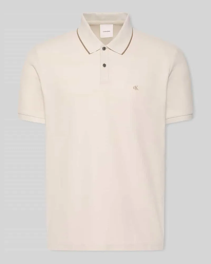Calvin Klein Poloshirt mit Logo Stitching aus reiner Baumwolle Offwhite