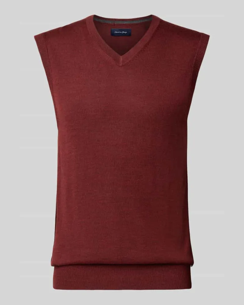 Christian Berg Slim Fit Pullunder aus Baumwoll-Mix mit V-Ausschnitt Bordeaux