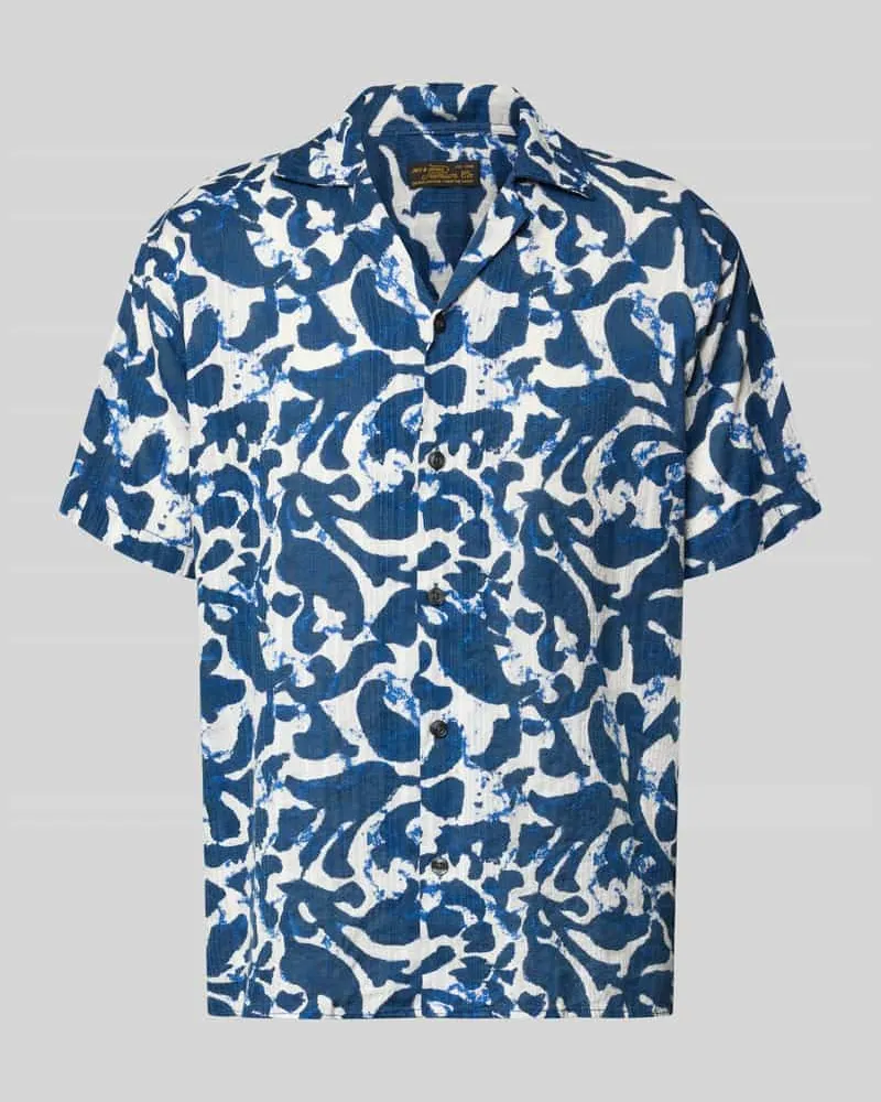 Jack & Jones Regular Fit Freizeithemd im Allover-Look Modell 'BILBAO Jeansblau