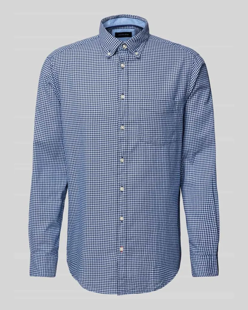 Christian Berg Freizeithemd mit Button-Down-Kragen Marine