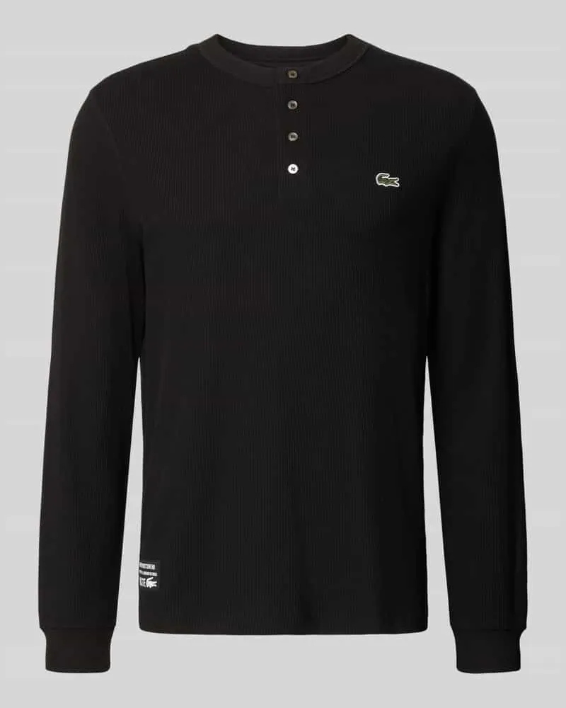 Lacoste Regular Fit Langarmshirt aus reiner Baumwolle Black