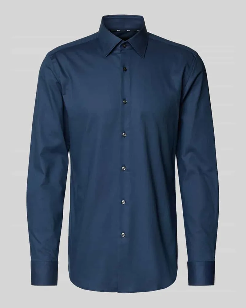 HUGO BOSS Slim Fit Businesshemd aus Bi-Color Twill Modell 'HANK Marine