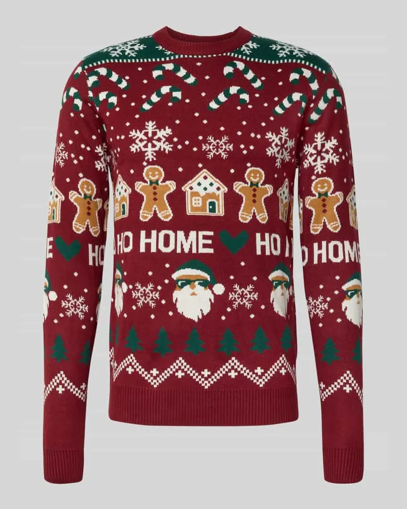 Lindbergh Strickpullover im Allover-Look Modell 'Santa Bordeaux