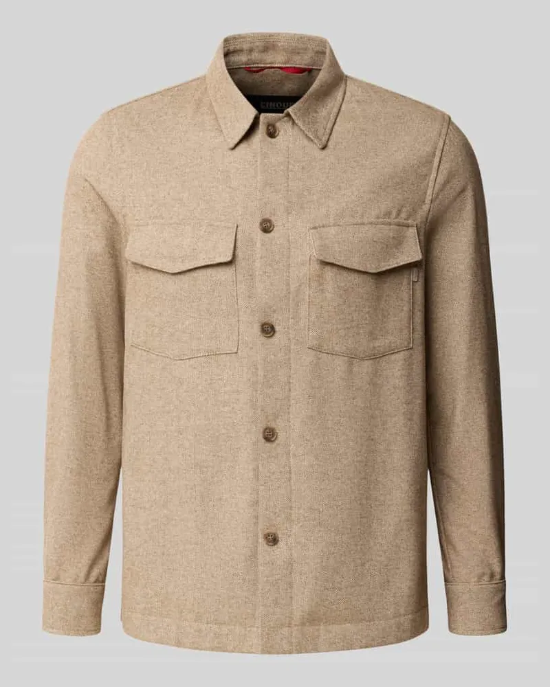 cinque Regular Fit Hemdjacke mit Brusttaschen Modell 'MULTI Beige