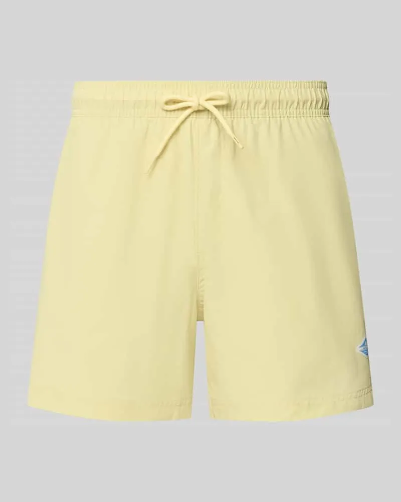 Jack & Jones Straight Fit Badeshorts mit Logo-Detail Modell 'Maui Gelb