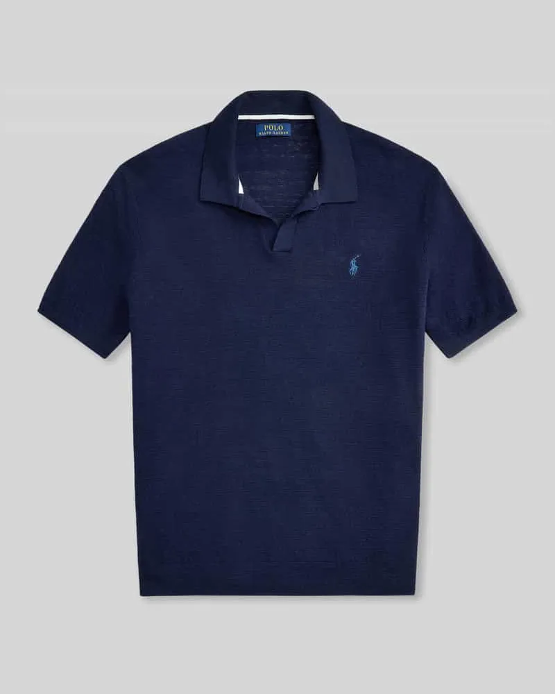 Ralph Lauren Regular Fit Poloshirt aus Baumwoll-Leinen-Mix Dunkelblau