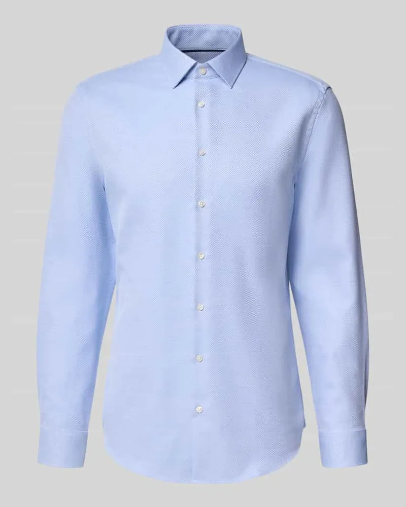 JAKE*S Slim Fit Businesshemd mit Strukturoptik Hellblau
