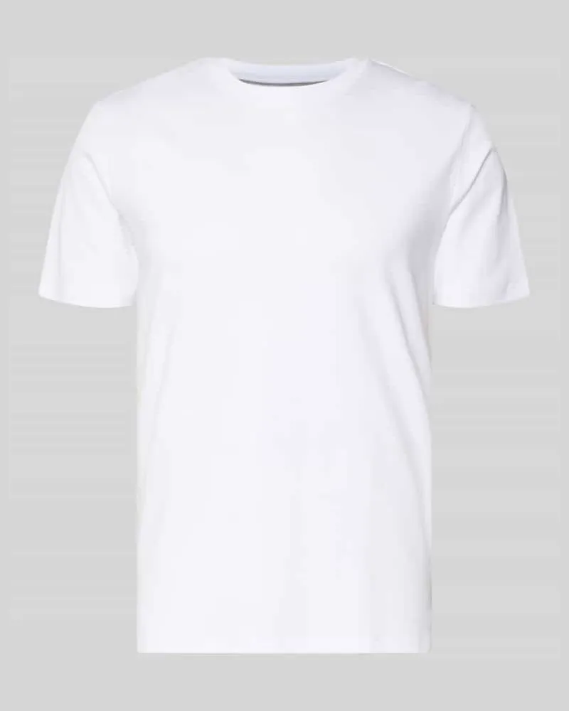 Christian Berg T-Shirt mit geripptem Rundhalsausschnitt Weiss