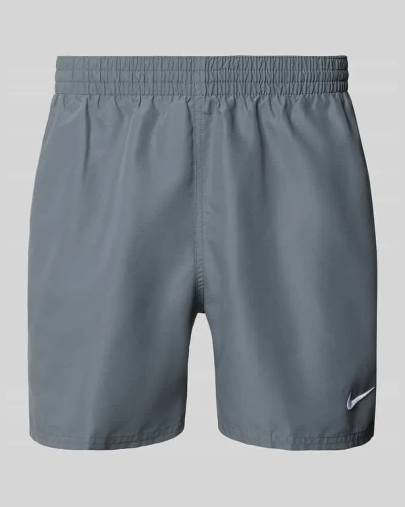 Nike Badeshorts mit Logo-Stitching und Eingrifftaschen Mittelgrau